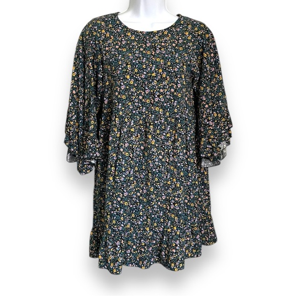 Floral Ruffle Sleeve Dress Multicolor Boho Cottagecore Art Class Girls L (10/12) - Picture 6 of 7